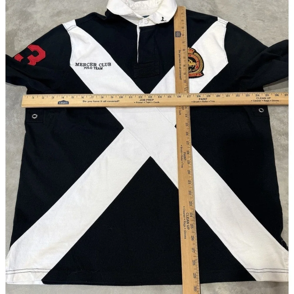 Vintage 90s Polo Ralph Lauren Rugby Mercer Club #3 Heavy Long Sleeve Shirt 2008